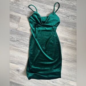 Lovely Day Emerald Green Velvet Midi Slip Dress
